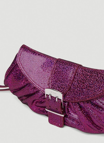 Shop By Far Women Glami Disco Dot Clutch Bag In Purple