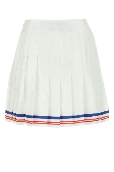 Shop Casablanca Woman White Satin Par Avion Mini Skirt