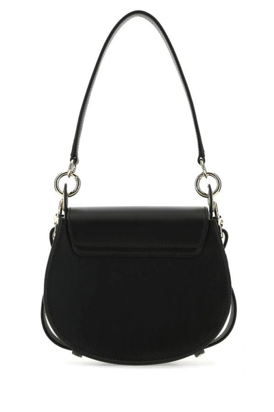 Shop Chloé Chloe Woman Black Leather And Suede Small Tess Handbag