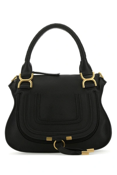 Chloé Chloe Women Black Leather Medium Marcie Handbag In Black