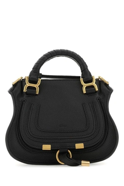 Shop Chloé Chloe Woman Black Leather Mini Marcie Handbag