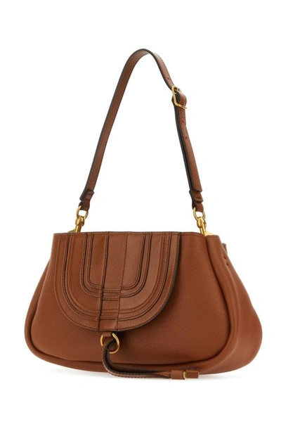 Shop Chloé Chloe Woman Brown Leather Marcie Clutch