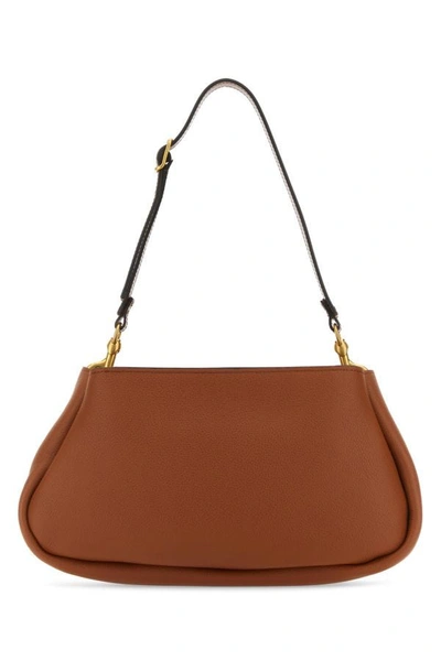 Shop Chloé Chloe Woman Brown Leather Marcie Clutch