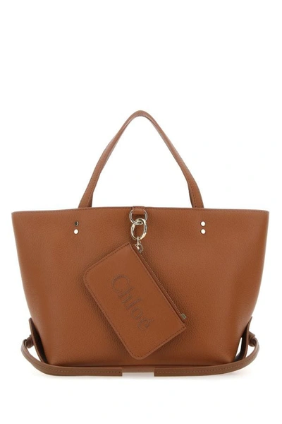 Shop Chloé Chloe Woman Brown Leather Small Chloe Sense Handbag