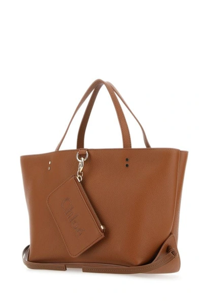 Shop Chloé Chloe Woman Brown Leather Small Chloe Sense Handbag