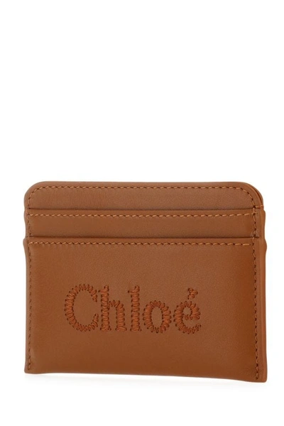 Shop Chloé Chloe Woman Caramel Leather Card Holder In Brown
