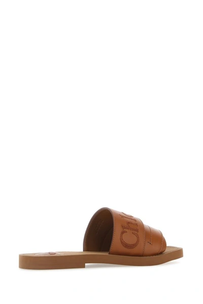 Shop Chloé Chloe Woman Caramel Leather Woody Slippers In Brown