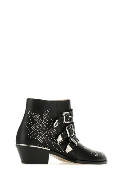Shop Chloé Chloe Woman Embellished Nappa Leather Susanna Ankle Boots In Black