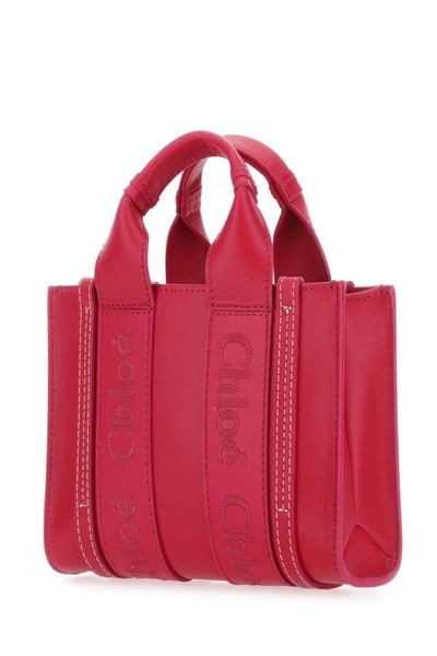 Shop Chloé Chloe Woman Tyrian Purple Leather Mini Woody Handbag
