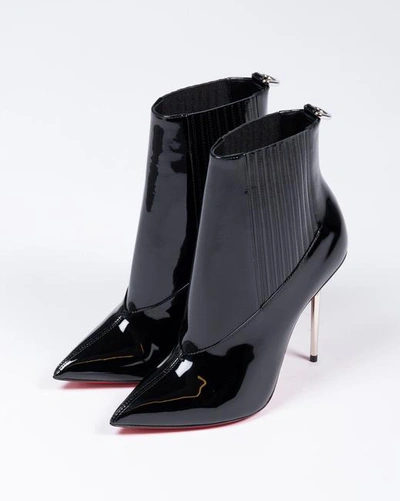 Shop Christian Louboutin Women Black Patent Leather 100 Epic Boots/booties