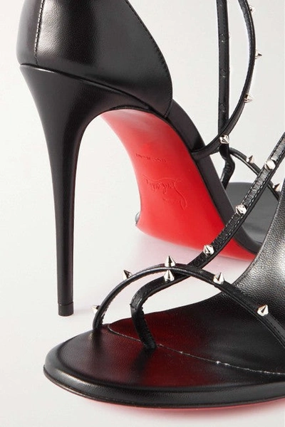 Shop Christian Louboutin Women Black Riojana Spikes 100 Leather Sandals