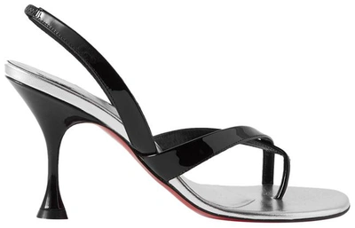 Shop Christian Louboutin Women Black Taralita 85 Patent-leather Slingback Sandals