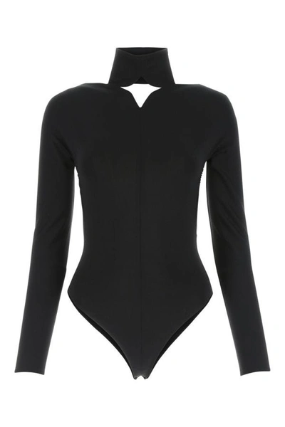 Shop Courrèges Courreges Woman Black Stretch Viscose Blend Bodysuit