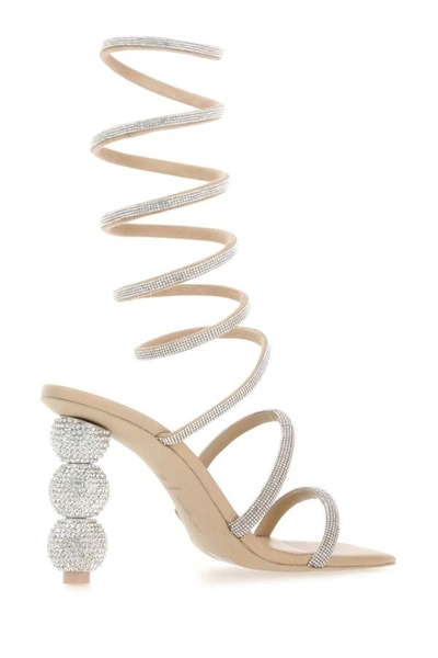 Shop Cult Gaia Woman Embellished Fabric Lislie Sandals In Silver