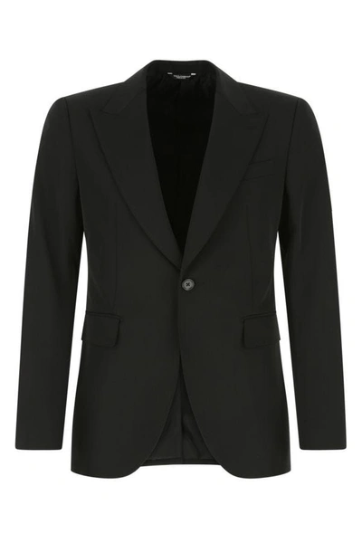 Shop Dolce & Gabbana Man Black Stretch Polyester Blazer