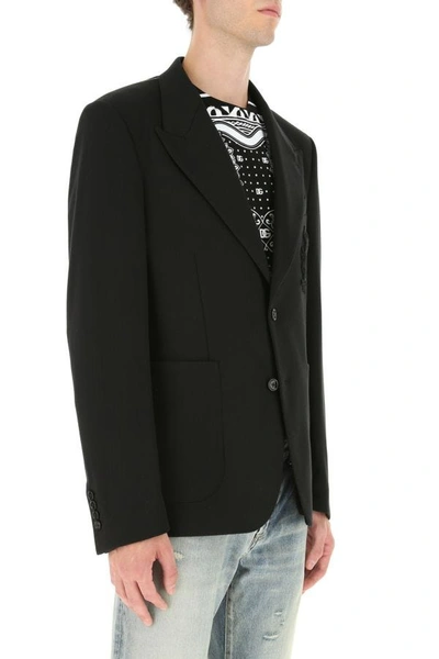 Dolce & Gabbana Black Stretch Viscose Blend Blazer In Black