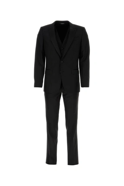Shop Dolce & Gabbana Man Black Wool Blend Martini Suit