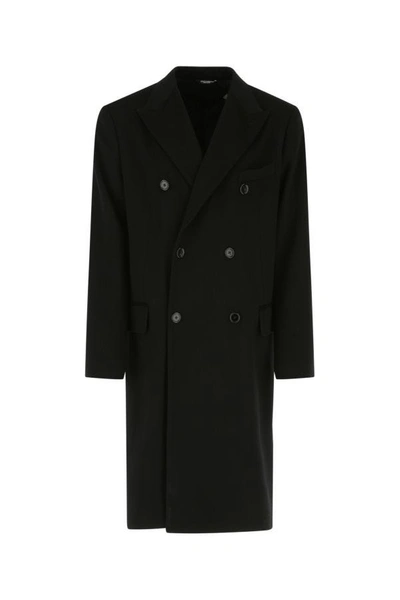 Shop Dolce & Gabbana Man Black Wool Coat In Cream
