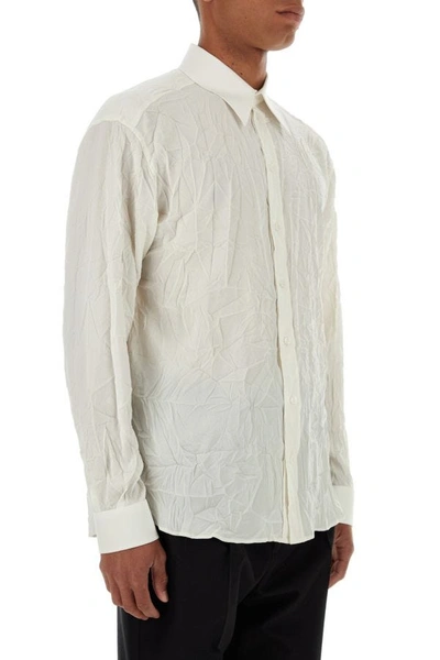 Shop Dolce & Gabbana Man Ivory Stretch Silk Shirt In White