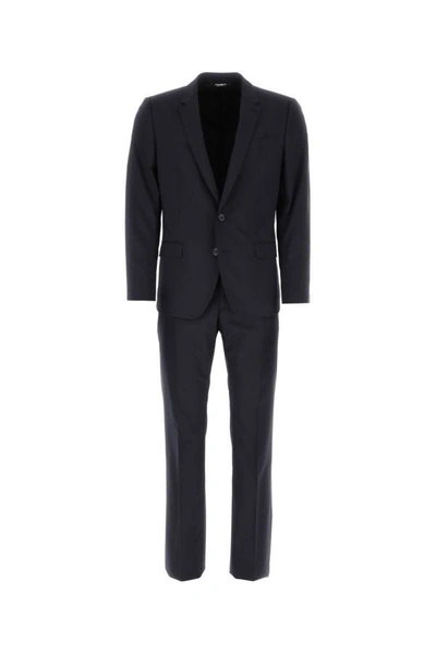 Shop Dolce & Gabbana Man Navy Blue Light Wool Martini Suit