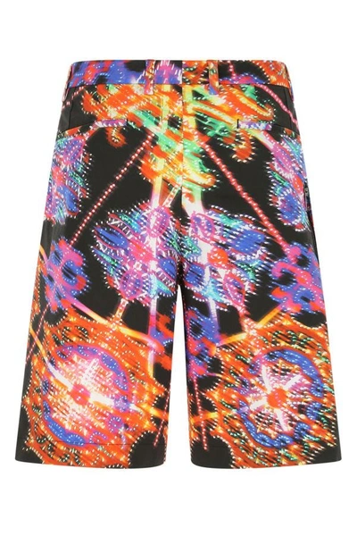 Shop Dolce & Gabbana Man Printed Stretch Cotton Bermuda Shorts In Multicolor