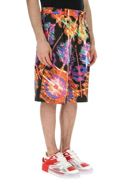 Shop Dolce & Gabbana Man Printed Stretch Cotton Bermuda Shorts In Multicolor