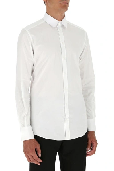 Shop Dolce & Gabbana Man White Stretch Poplin Shirt