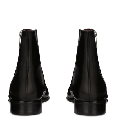 Shop Dolce & Gabbana Men Achille Leather Zip Ankle Boots In Black