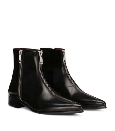 Shop Dolce & Gabbana Men Achille Leather Zip Ankle Boots In Black