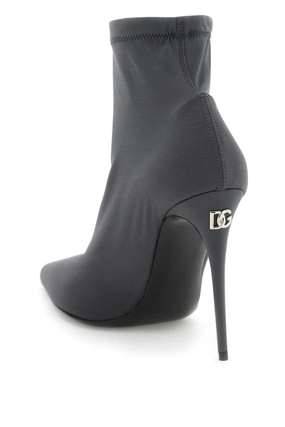 Shop Dolce & Gabbana Stretch Jersey Ankle Boots Women In Gray