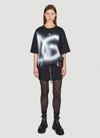 Shop Dolce & Gabbana Women Spray Paint Logo T-shirt In Black