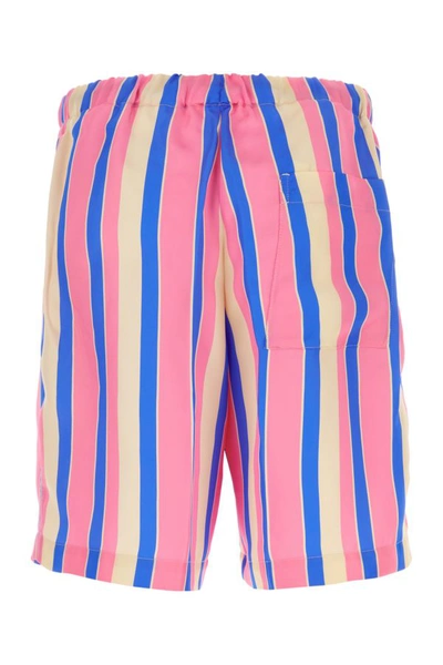 Shop Dries Van Noten Man Embroidered Satin Bermuda Shorts In Multicolor