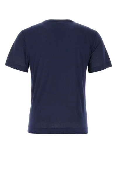 Shop Dries Van Noten Man Navy Blue Cotton T-shirt
