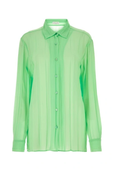 Shop Dries Van Noten Woman Green Polyester Shirt