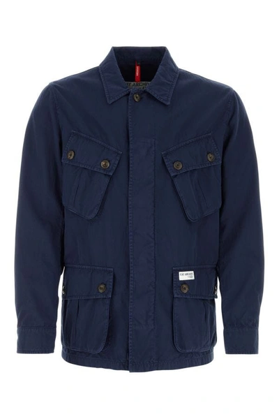 Shop Fay Man Navy Blue Cotton Blend Jacket