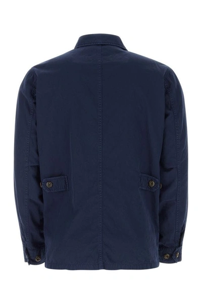 Shop Fay Man Navy Blue Cotton Blend Jacket