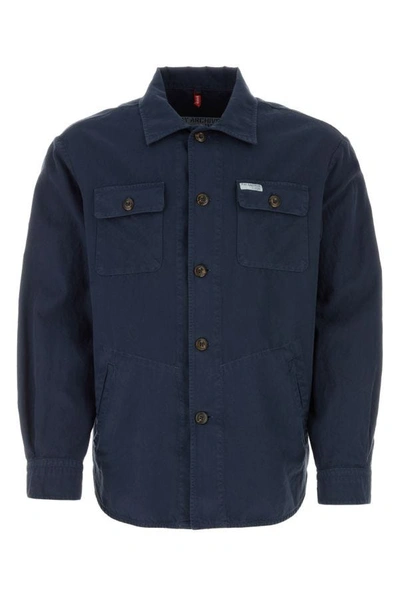 Shop Fay Man Navy Blue Cotton Blend Shirt
