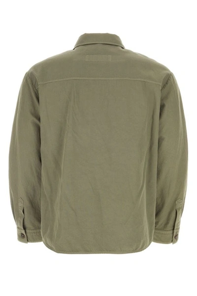 Shop Fay Man Sage Green Cotton Blend Shirt