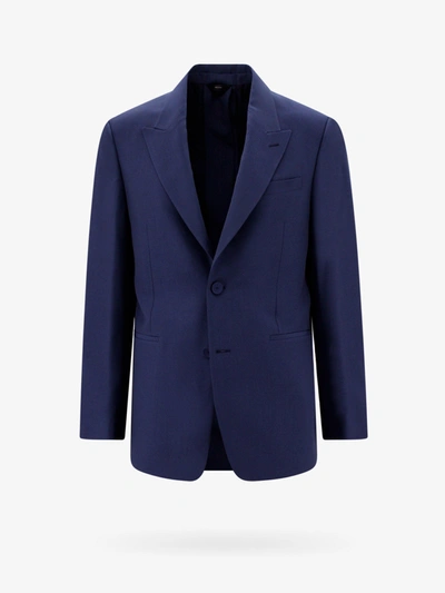 Shop Fendi Man Blazer Man Blue Blazers E Vests