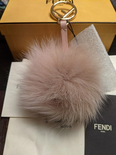 Shop Fendi Women Beige Pink Fox Fur Bicolor Pom Pom Bag Charm