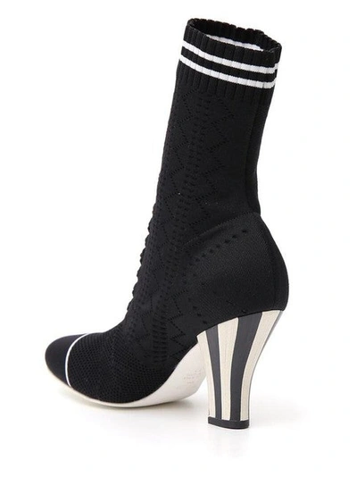 Shop Fendi Women Black Rockoko Knit Boots/booties