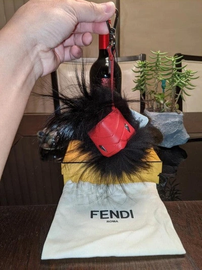 Shop Fendi Women Black/red Monster Charm Key Chain