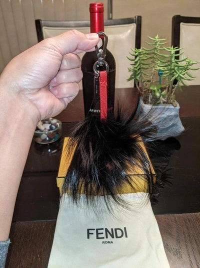 Shop Fendi Women Black/red Monster Charm Key Chain