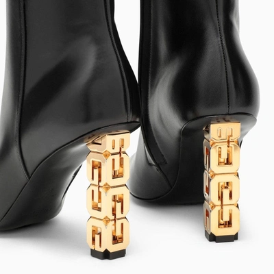 Shop Givenchy 4g Cube Heel Pointy Ankle Boot In Black Leather Women