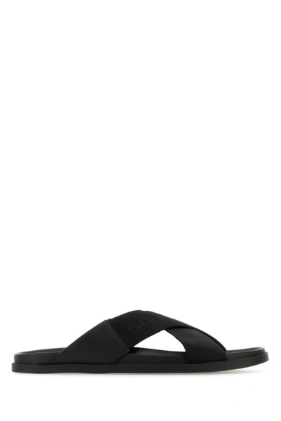 Shop Givenchy Man Black Fabric Slippers