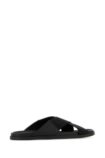 Shop Givenchy Man Black Fabric Slippers