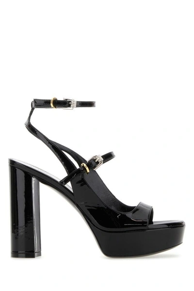 Shop Givenchy Woman Black Leather Voyou Sandals