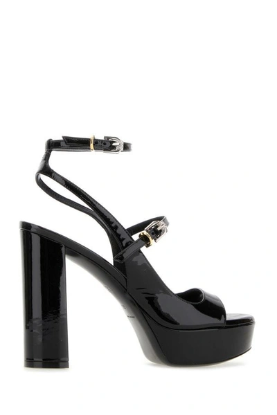 Shop Givenchy Woman Black Leather Voyou Sandals