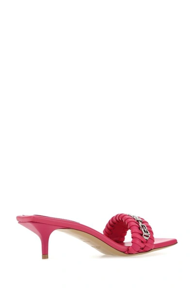 Shop Givenchy Woman Fuchsia Nappa Leather G Woven Mules In Pink