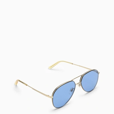 Shop Gucci Aviator Blue Sunglasses Men In Silver